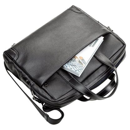 Leather Laptop Bag SHVIGEL 11110 Black Natural Leather Made in Ukraine