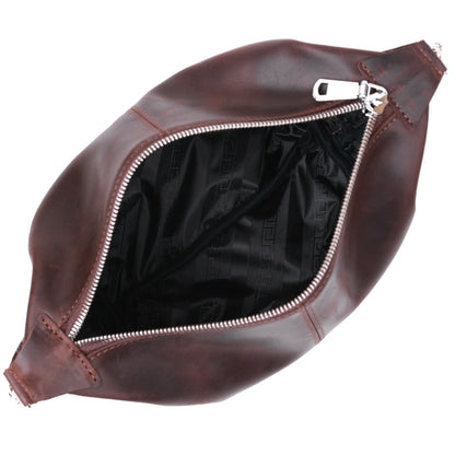 Vintage Leather Cosmetic Bag SHVIGEL 16398 Brown - Natural Leather, Made in Ukraine