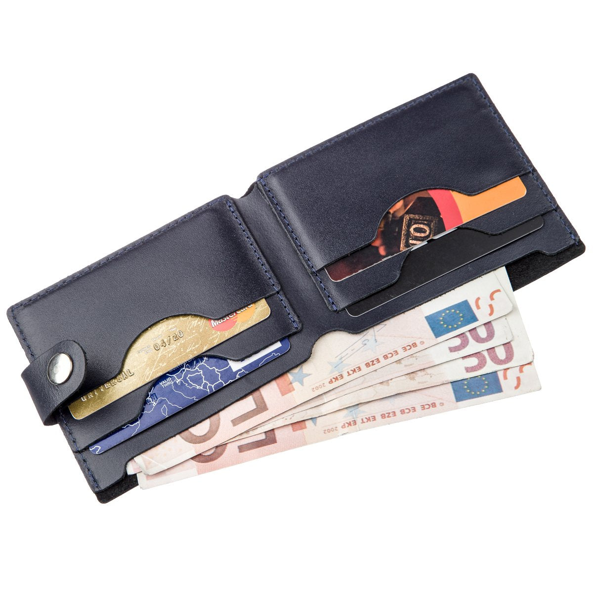 Horizontal Men's Wallet SHVIGEL 16216 Blue Genuine Leather from Ukraine