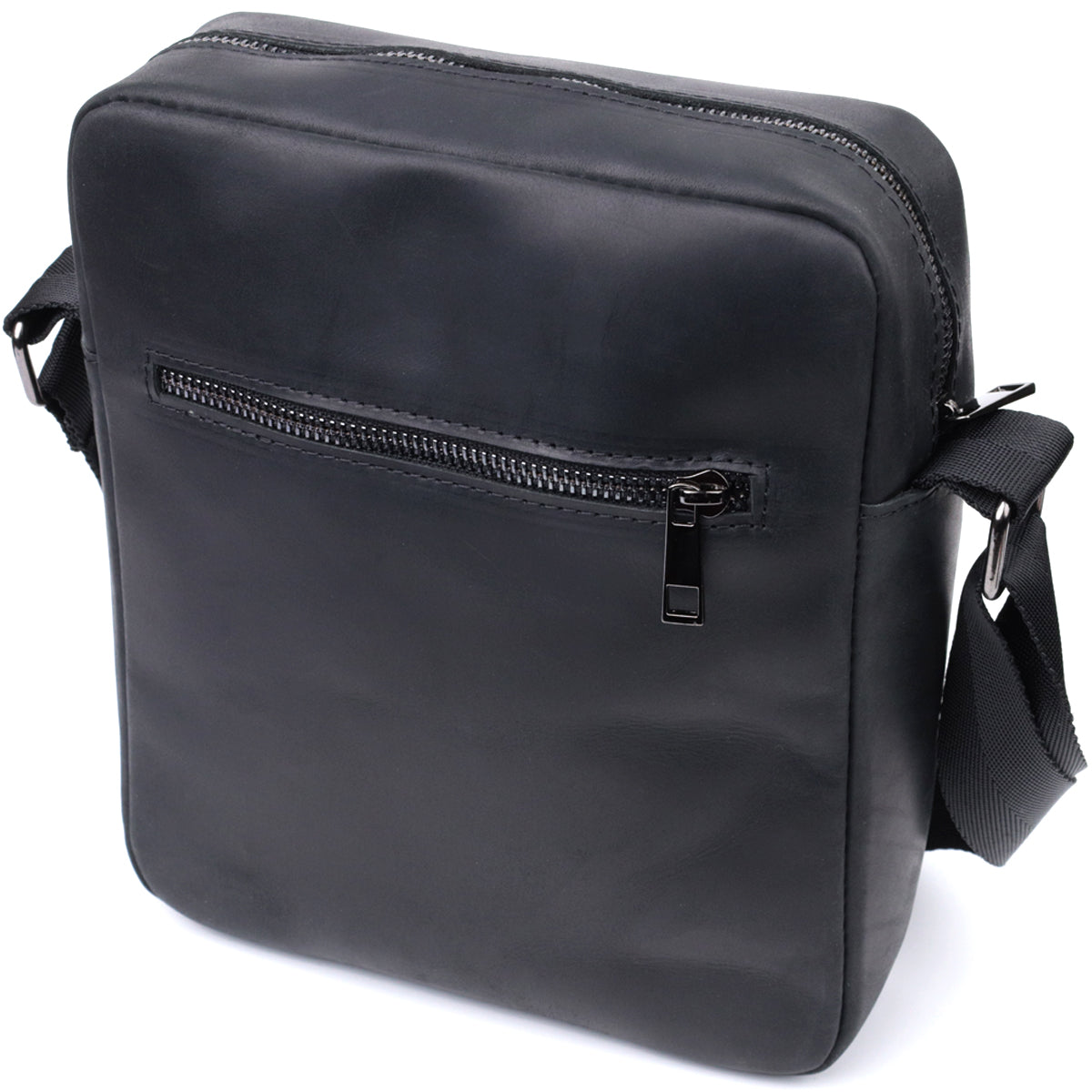 Men's Matte Leather Crossbody Bag SHVIGEL 22848 Black - Genuine Leather Design