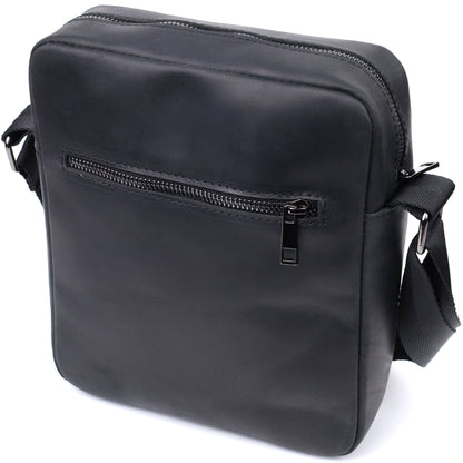 Men's Matte Leather Crossbody Bag SHVIGEL 22848 Black - Genuine Leather Design