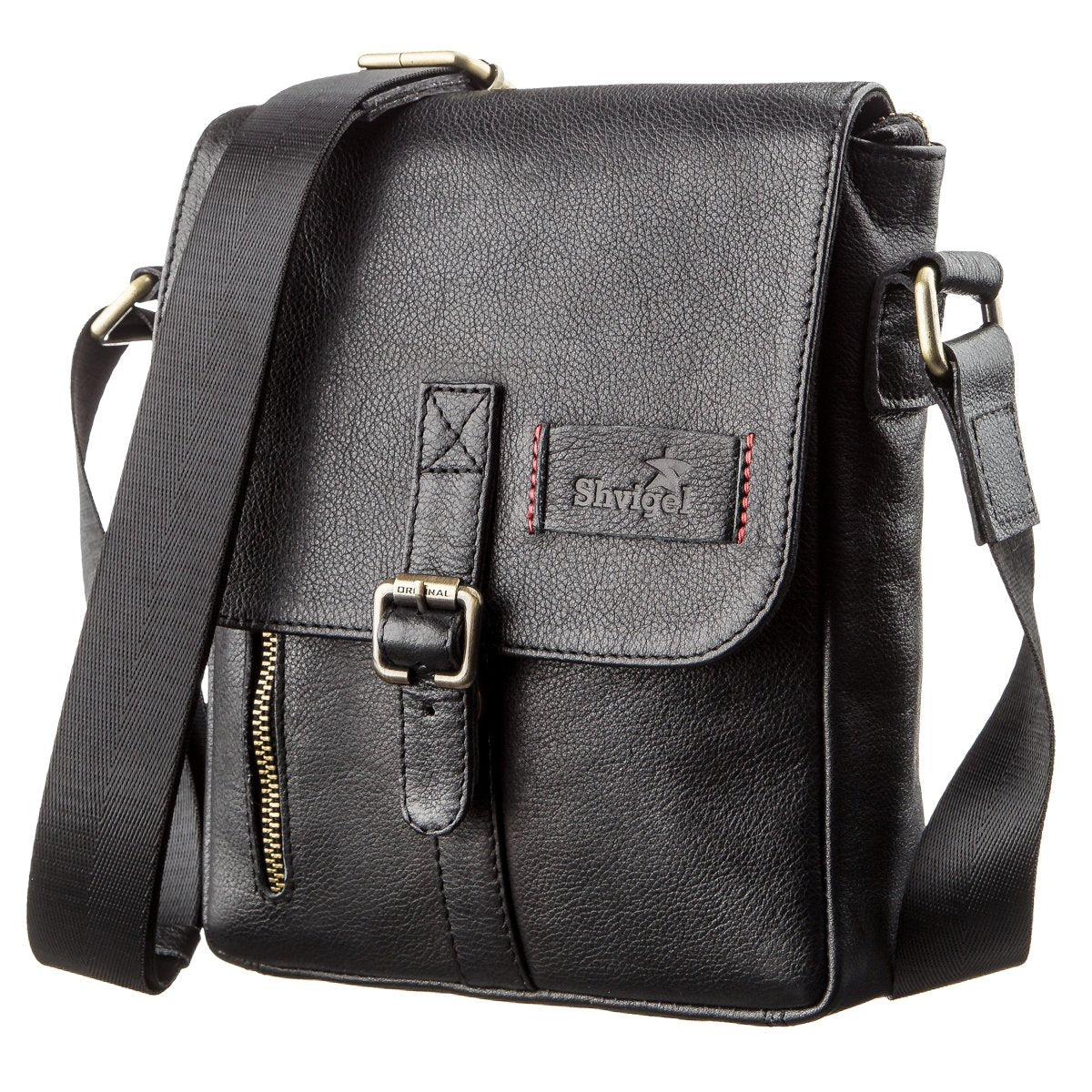 Men's Leather Bag - SHVIGEL 19100 - Black - Natural Leather - Handmade in Ukraine