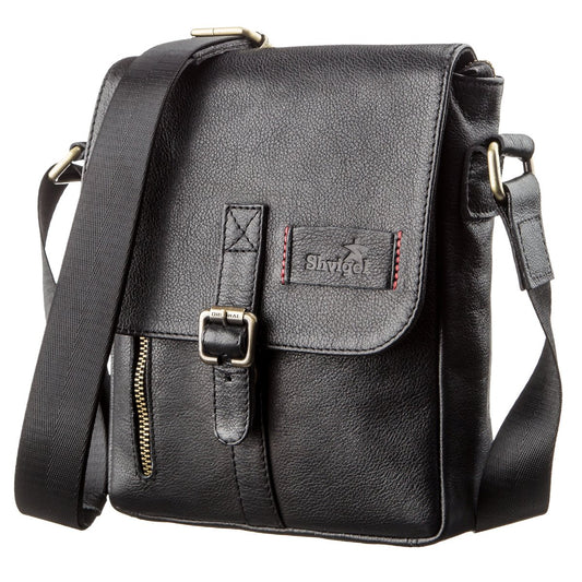 Men's Leather Bag - SHVIGEL 19100 - Black - Natural Leather - Handmade in Ukraine
