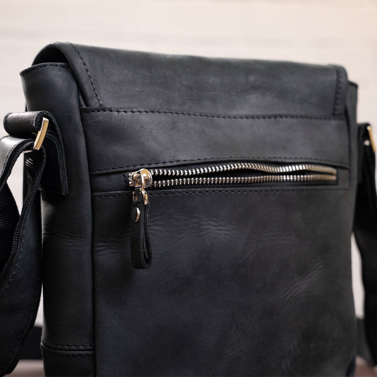 SHVIGEL Leather Bag 11037 Black - Genuine Ukrainian Leather, Stylish Design