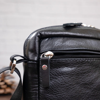 Men's Leather Bag SHVIGEL 15213 Black Genuine Leather Handmade from Ukraine