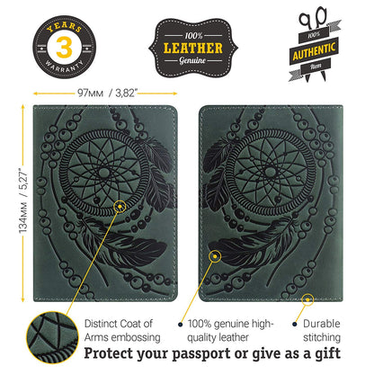 Passport Cover SHVIGEL 13836 Green Genuine Leather for Stylish Protection