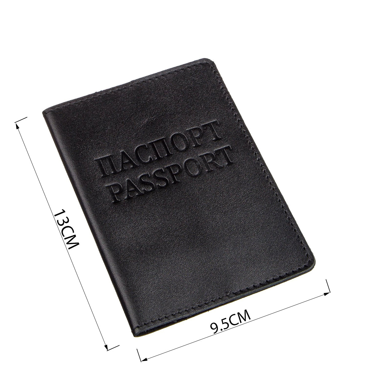 Leather Passport Cover SHVIGEL 13977 Black Made from Natural Leather for Passport Use