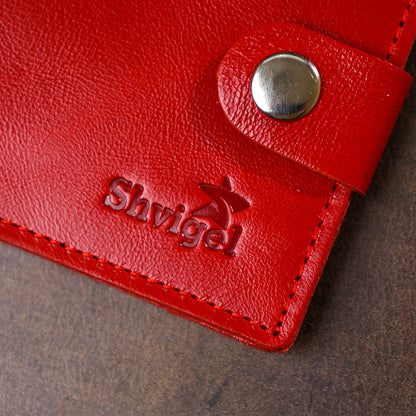 Small Leather Wallet for Women by SHVIGEL 16461 Red, Made from Natural Leather, Ukraine