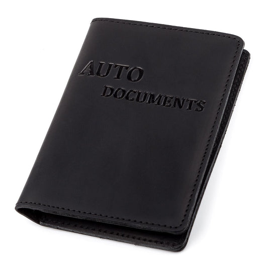 Leather Car Document Holder SHVIGEL 13923 Black Natural Leather for Drivers