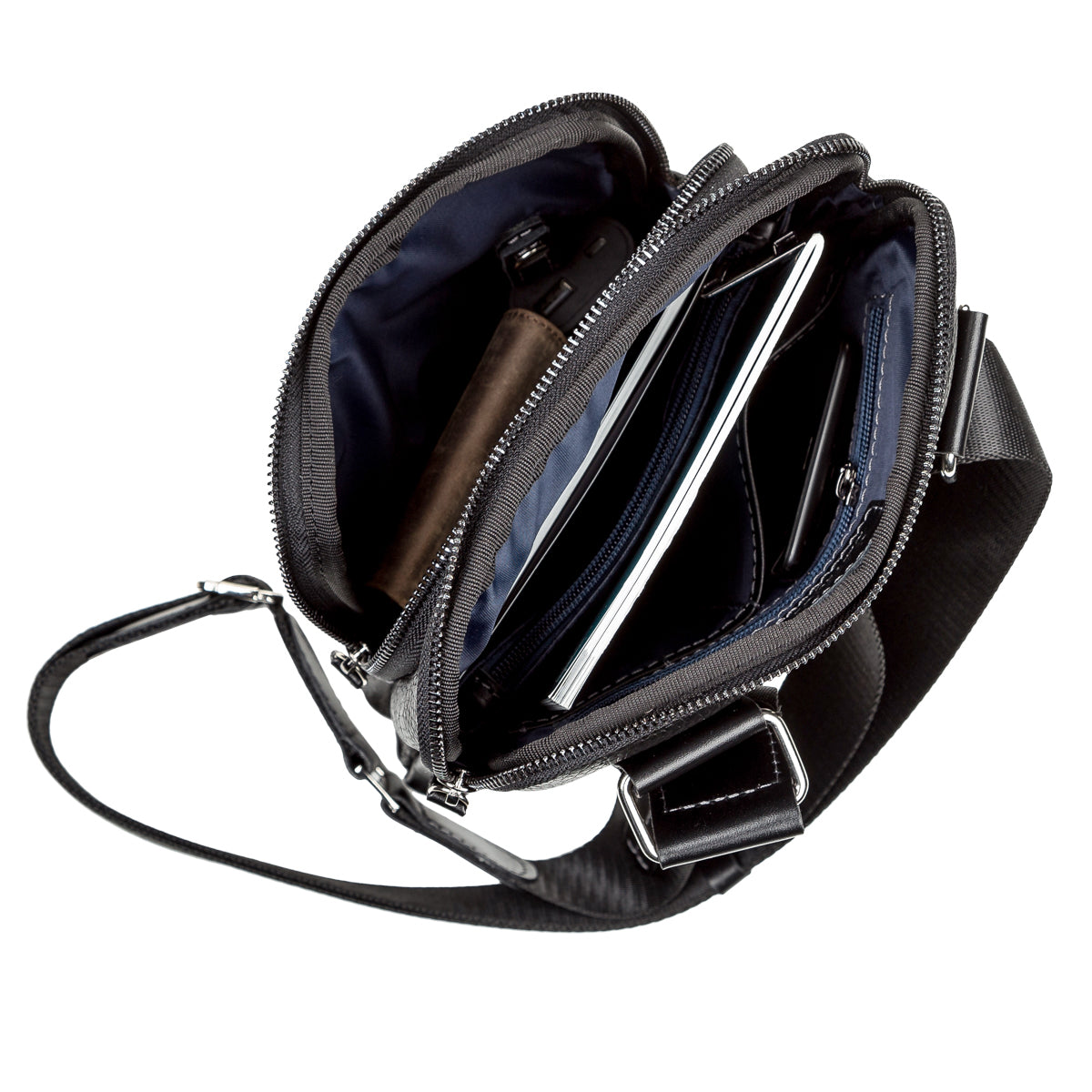 Men's Leather Bag SHVIGEL 11090 Genuine Black Leather Durable Design