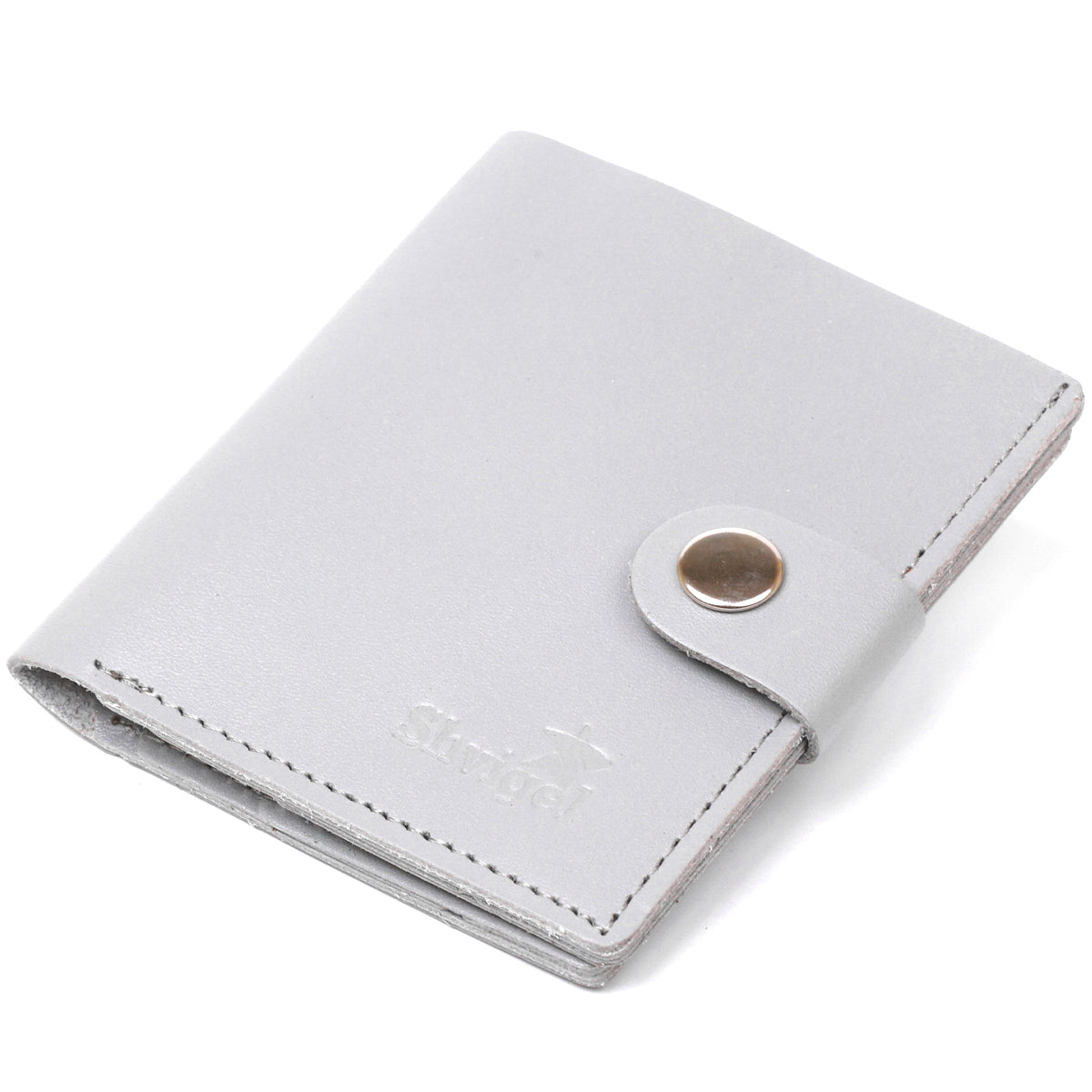 Practical SHVIGEL Leather Wallet 16514 Grey Handmade from Natural Leather