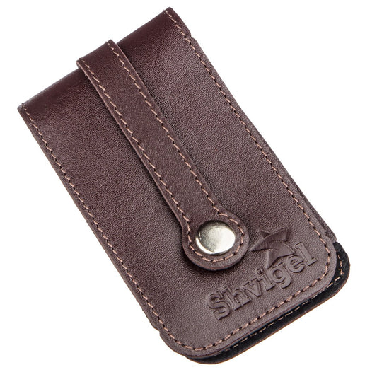 Compact Leather Key Holder with Strap SHVIGEL 13989 Brown Genuine Leather for Keys