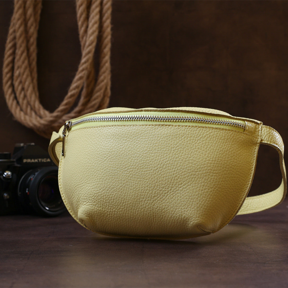 Women's Shoulder Bag SHVIGEL 16378 Natural Leather Lemon Color Stylish Design