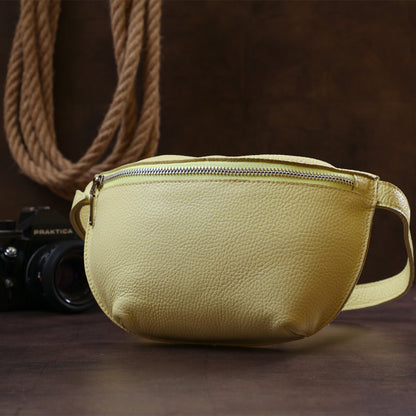 Women's Shoulder Bag SHVIGEL 16378 Natural Leather Lemon Color Stylish Design
