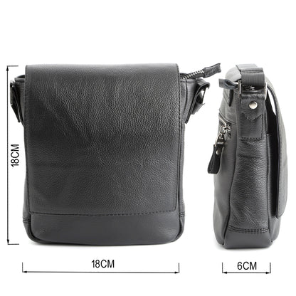 Black Messenger Bag SHVIGEL 00964 | Genuine Leather | Made in Ukraine