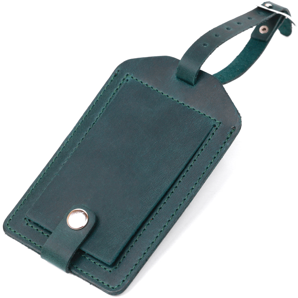 Matte Leather Luggage Tag SHVIGEL 16557 Green Natural Leather for Travel