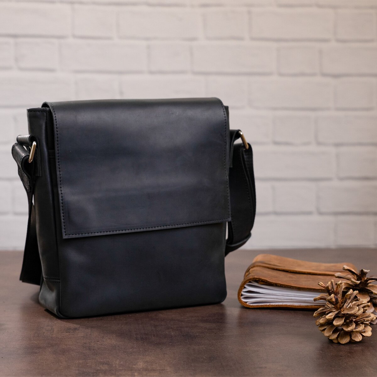 Men's Leather Bag SHVIGEL 11171 Black Genuine Leather from Ukraine, Stylish Design