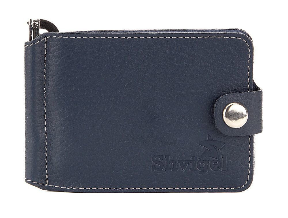 High-Quality Leather Money Clip SHVIGEL 16142 Ukrainian Made Genuine Leather