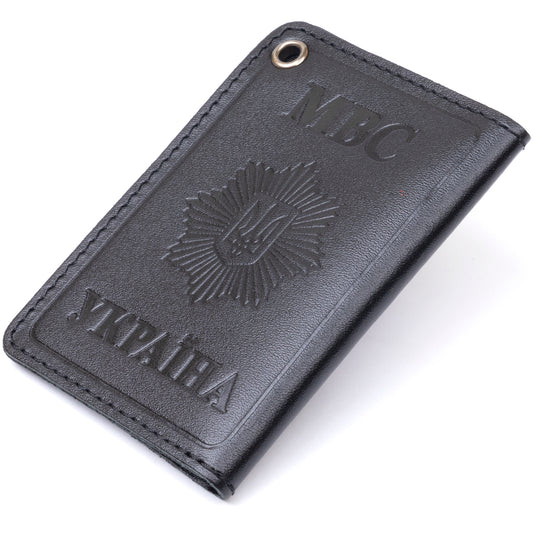 Compact Document Cover SHVIGEL 13980 Black, Genuine Leather, Made in Ukraine