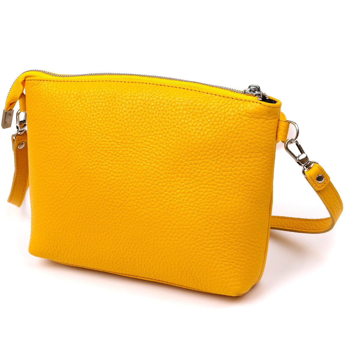 Women's Crossbody Bag SHVIGEL 16344 in Yellow Natural Leather - Made in Ukraine