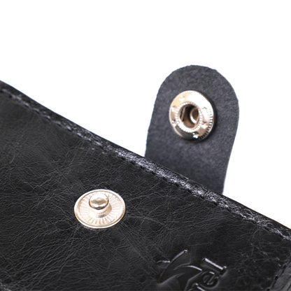 Men's Slim Leather Wallet SHVIGEL 16460 Black Genuine Leather, Ukraine Made