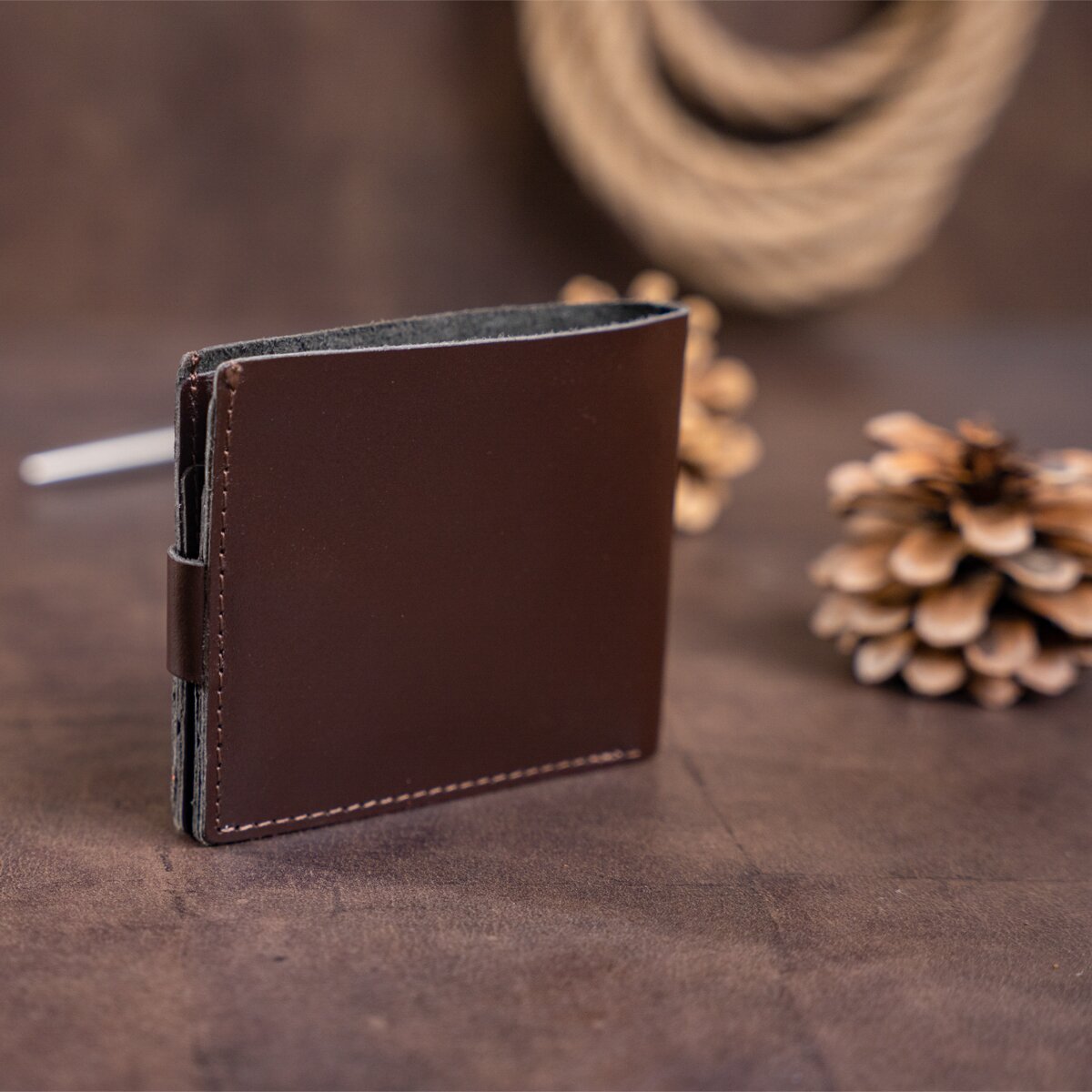 Horizontal Men's Wallet SHVIGEL 16214 Brown Genuine Leather Handmade from Ukraine
