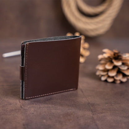 Horizontal Men's Wallet SHVIGEL 16214 Brown Genuine Leather Handmade from Ukraine