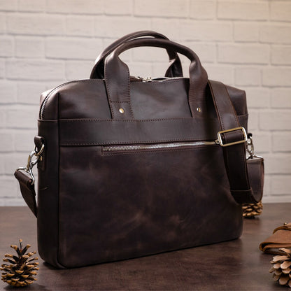 Laptop Bag SHVIGEL 11026 Brown Natural Leather - Ukrainian Craftsmanship