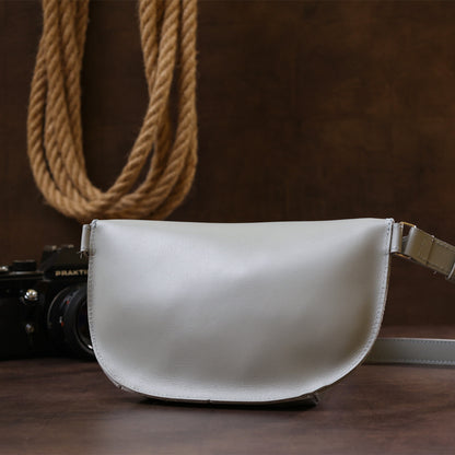 Women's Banana Bag SHVIGEL 16389 Grey Genuine Leather Crafted in Ukraine