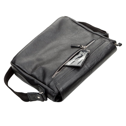 Black SHVIGEL Leather Bag 00797 - Premium Quality Natural Leather, Made in Ukraine