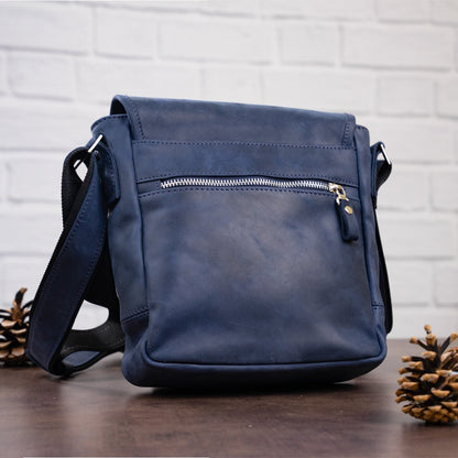 Natural Leather Handbag SHVIGEL 11015 Blue - Ukrainian Quality Craftsmanship
