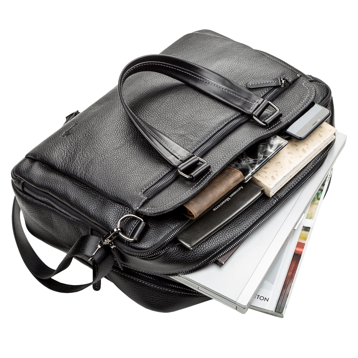 Men's Leather Bag SHVIGEL 11123 Black Genuine Leather Made in Ukraine
