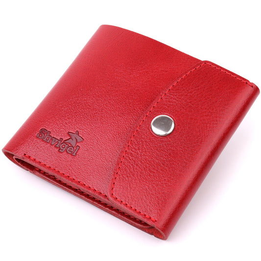 Leather Wallet for Women SHVIGEL 16618 Red Compact Design, Genuine Leather Material