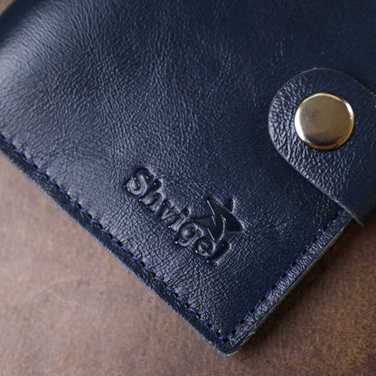 Comfortable Genuine Leather Wallet SHVIGEL 16507 Blue - Made in Ukraine, Stylish Design