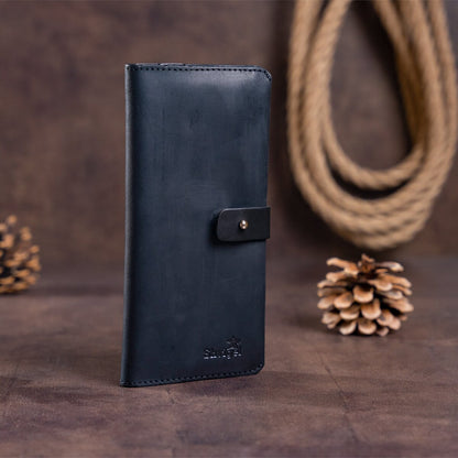Men's Wallet SHVIGEL 16209 Vintage Black Leather, Natural Leather Material, Ukraine