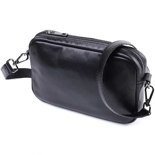 Classic Shvigel Crossbody Bag 22841 in Smooth Black Genuine Leather