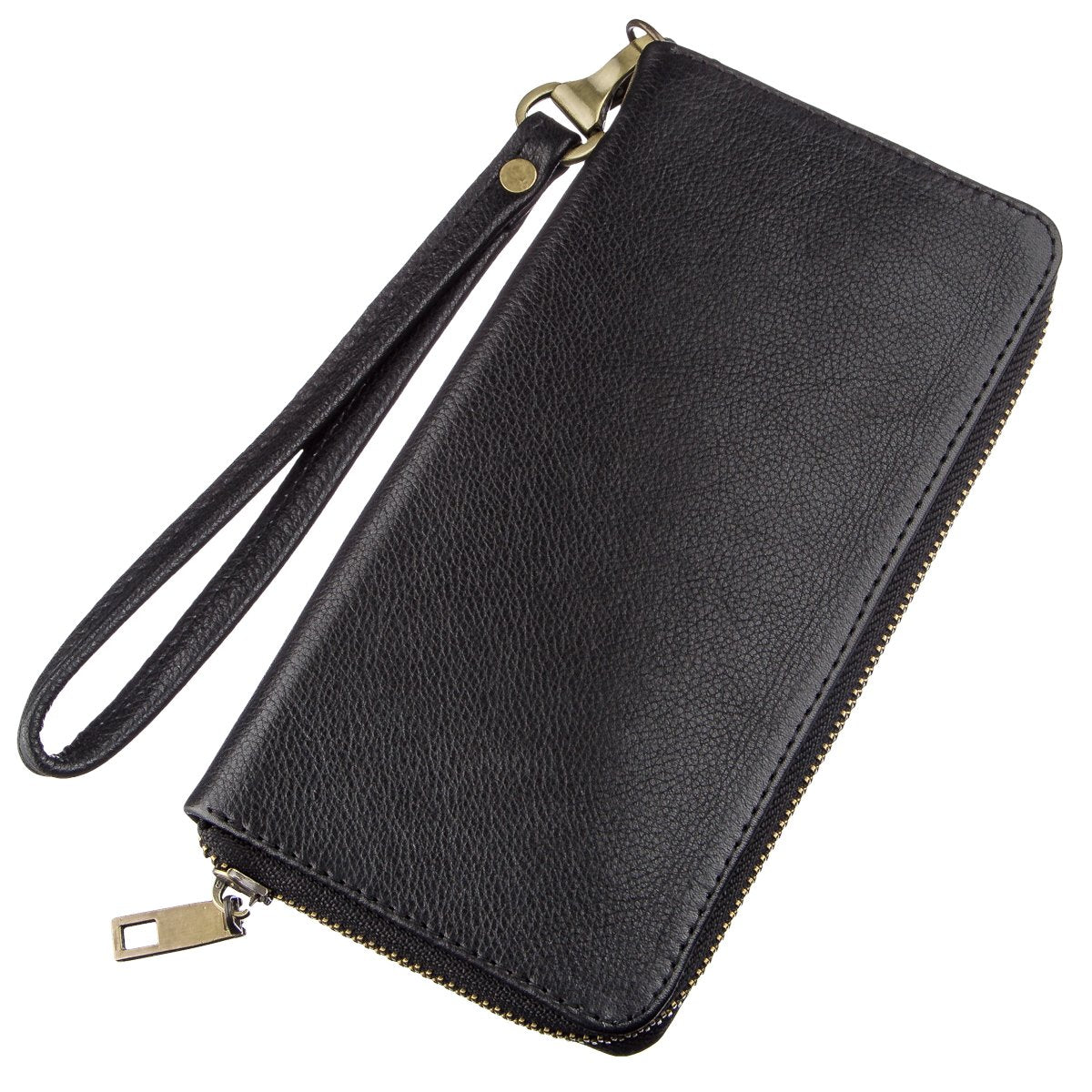 Men's Horizontal Leather Clutch SHVIGEL 19123 Black Natural Leather Material