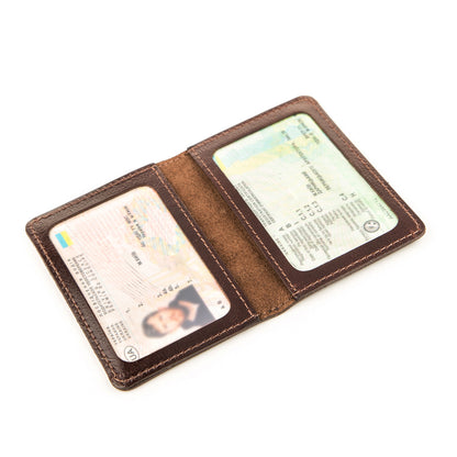Leather Driver’s License Holder by SHVIGEL, Model 13927, Brown, Natural Leather