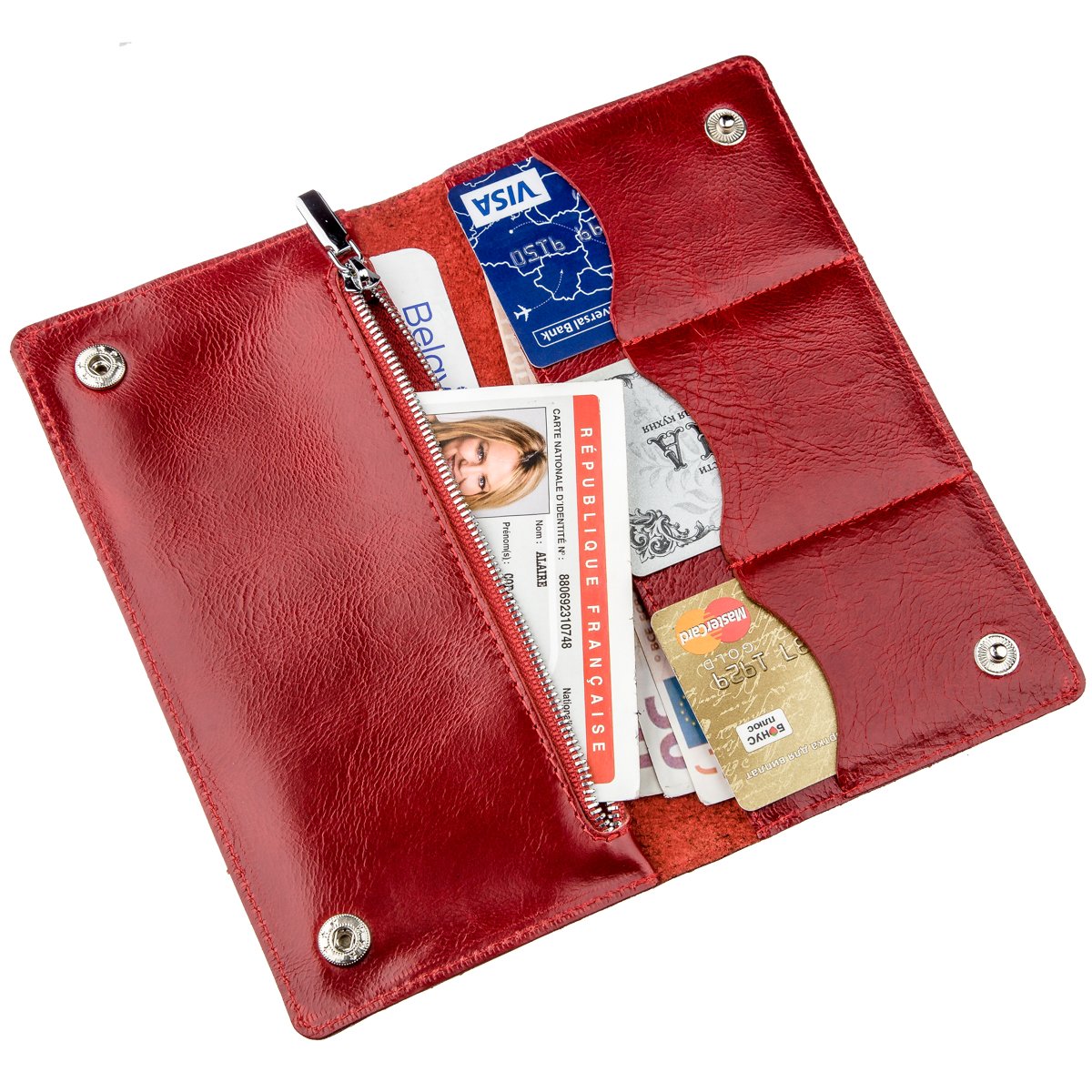 Vertical Women's Wallet SHVIGEL 16194 Red Natural Leather Made in Ukraine