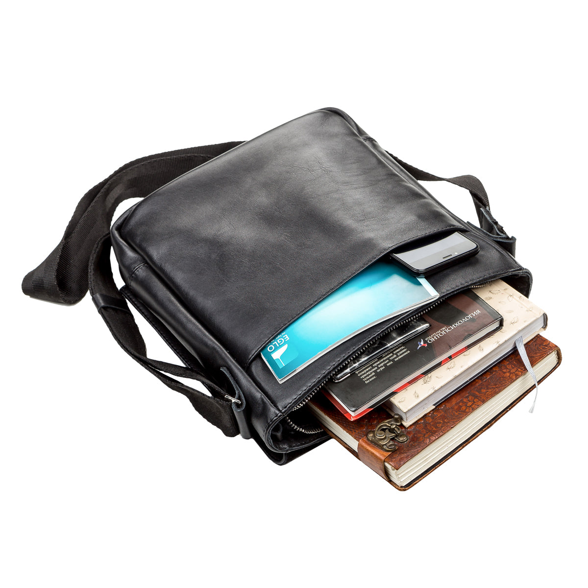 Men's Genuine Leather Bag SHVIGEL 00878 Black, Stylish Design Made in Ukraine