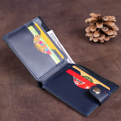 Horizontal Men's Wallet SHVIGEL 16216 Blue Genuine Leather from Ukraine