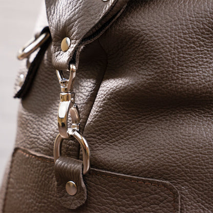 Travel Bag SHVIGEL 00889 Gray Genuine Leather Made in Ukraine