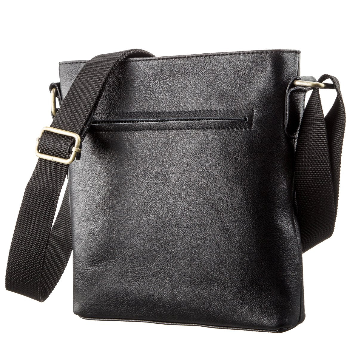 Men's SHVIGEL Leather Unclasped Bag 19119 Black - Genuine Leather, Ukraine Made