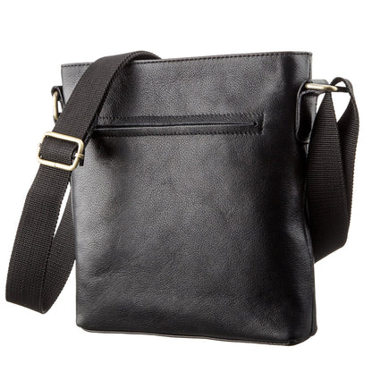 Men's SHVIGEL Leather Unclasped Bag 19119 Black - Genuine Leather, Ukraine Made
