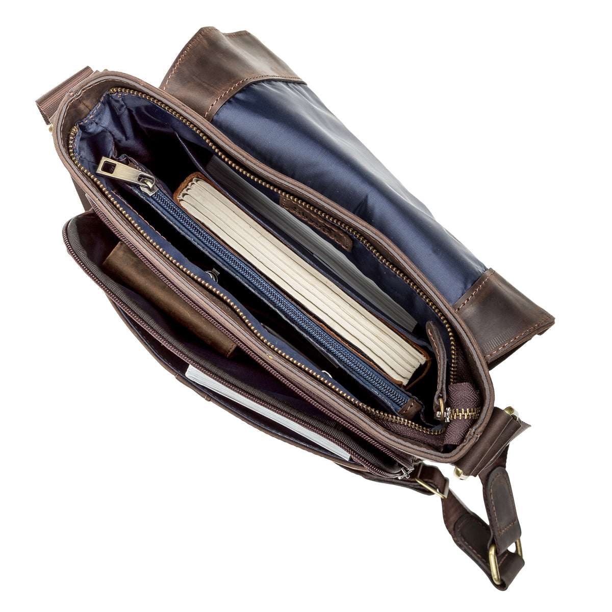 Men's Leather Bag SHVIGEL 11113 Brown Genuine Leather Handmade in Ukraine