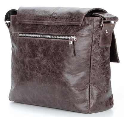 Leather Bag SHVIGEL 00799 Brown Made in Ukraine Natural Leather Durable Design