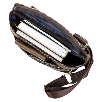 Men's Leather Bag SHVIGEL 11103 Brown Genuine Leather Made in Ukraine