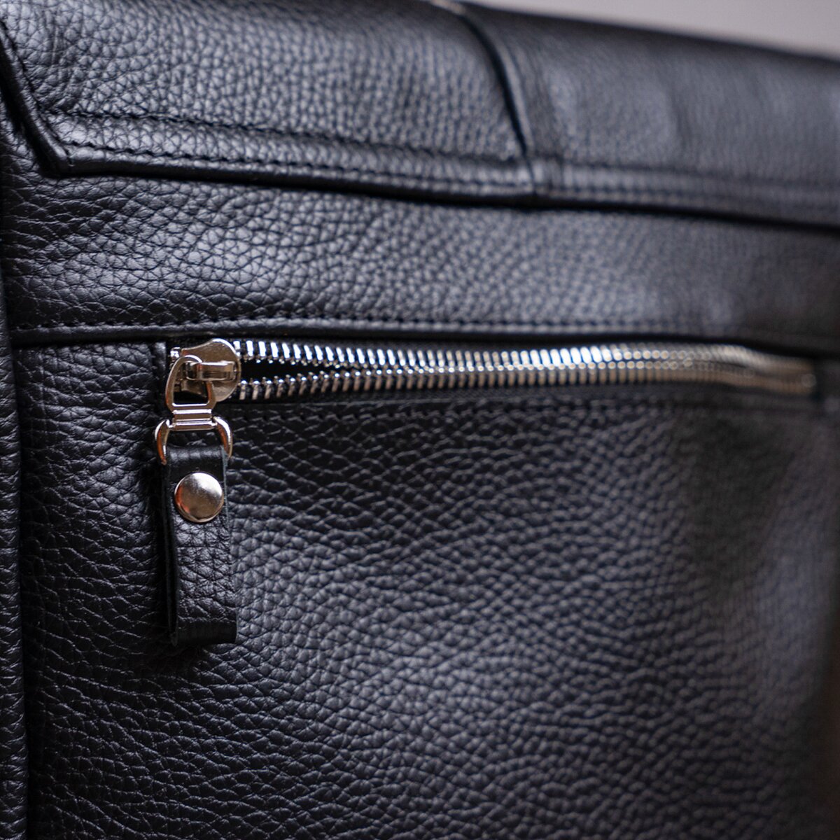 Men's Bag SHVIGEL 00861 Black Genuine Leather, Durable Ukrainian Craftsmanship