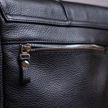 Men's Bag SHVIGEL 00861 Black Genuine Leather, Durable Ukrainian Craftsmanship