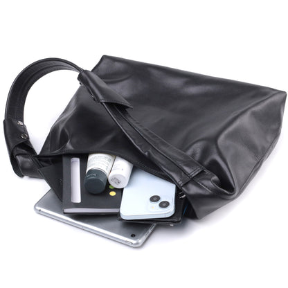 Practical Shoulder Bag for Women SHVIGEL 22828 Black Smooth Genuine Leather